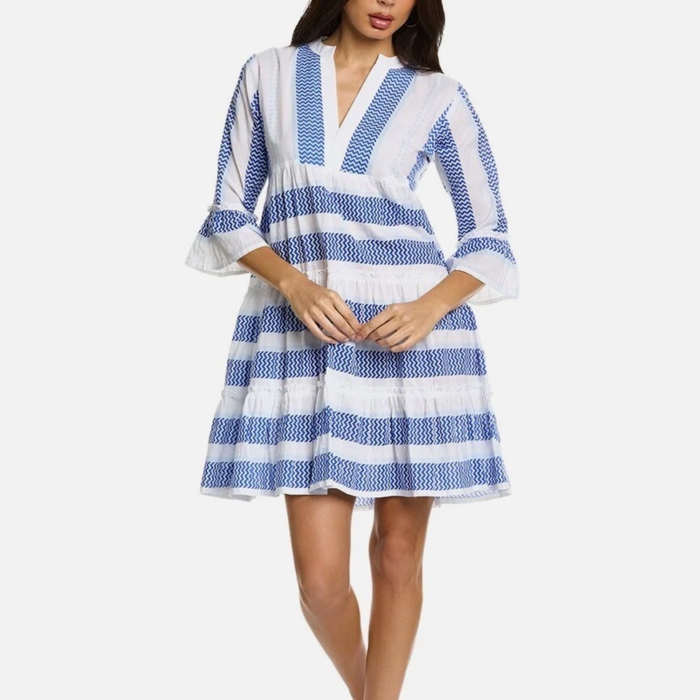 NWT Bindu Glenda Blue‎ White Dress